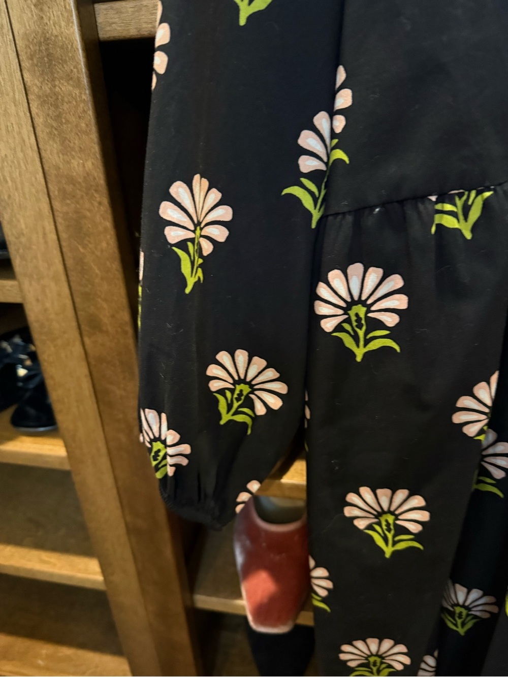 Maeve Bettina Shirt Dress Anthropologie Tiered Buttondown Black Floral - Picture 3 of 5